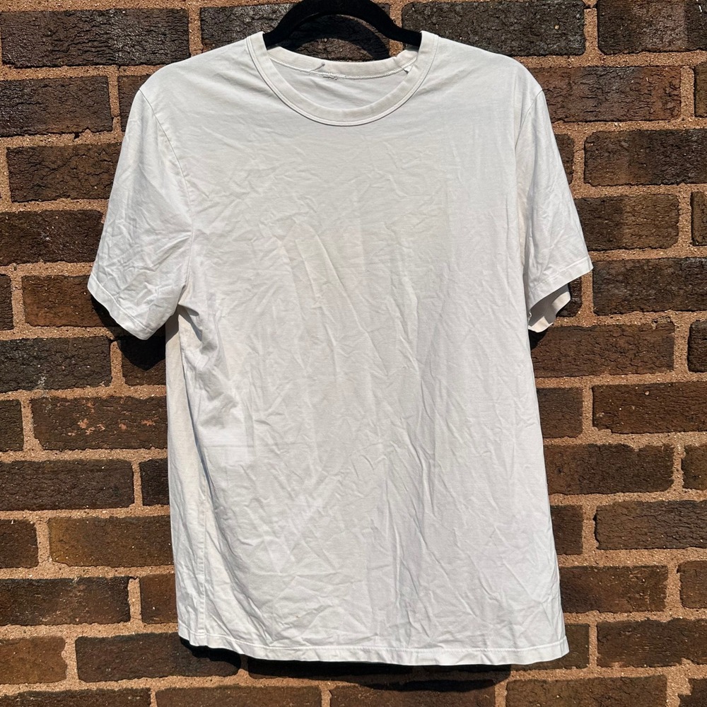 Lululemon Mens T Shirt Medium White Short Sleeve Crew Neck Athletic